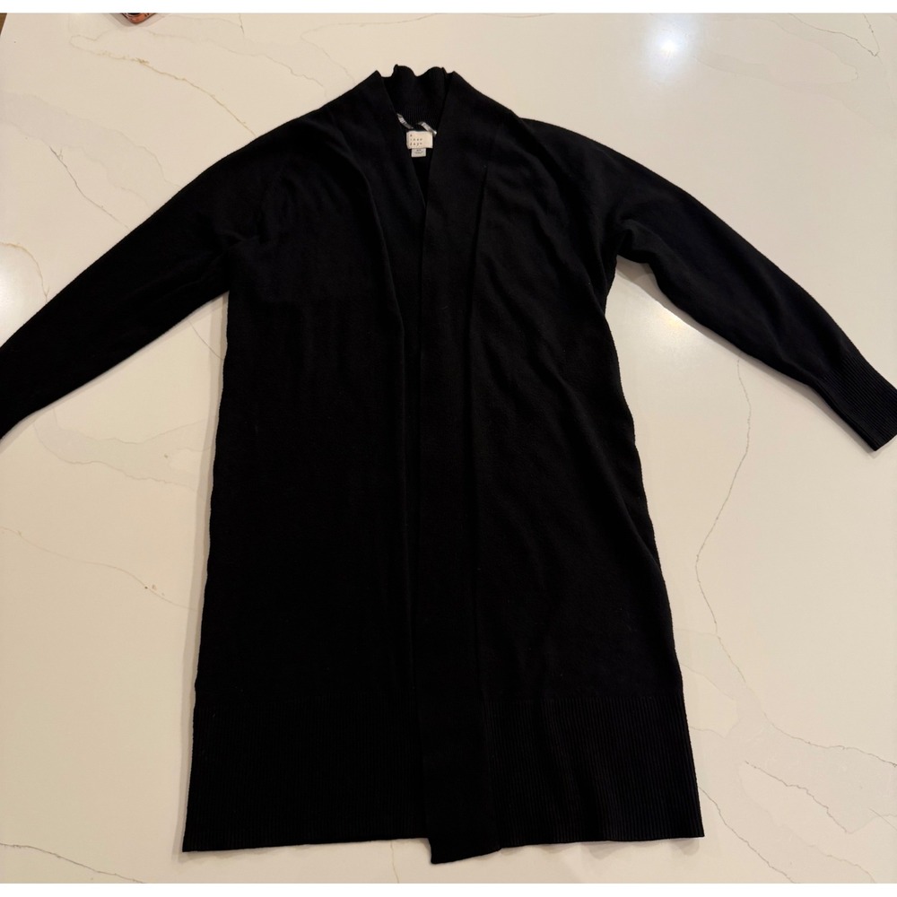 A New Day Womens Black Open Front Duster Cardigan‎ Sweater Size XS Long Sleeve